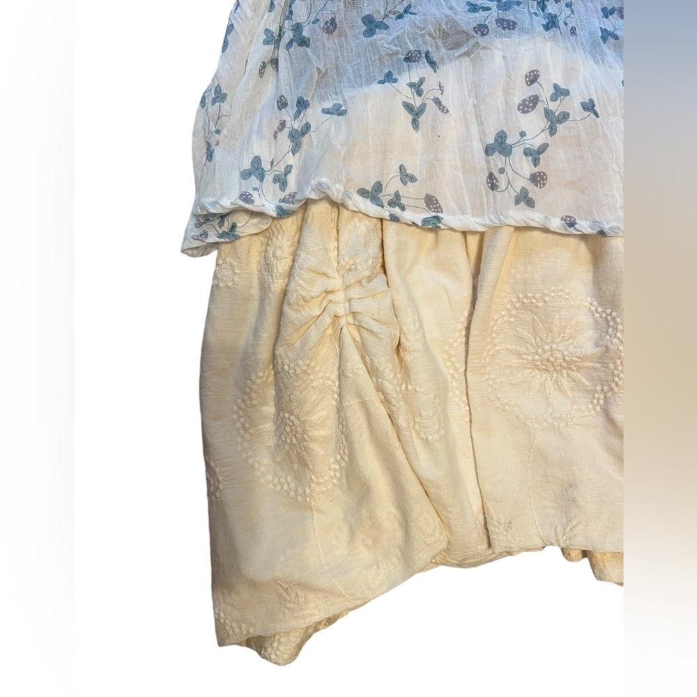 Ian Mosh Off-White & Beige Strawberry Tiered Dress - Picture 7 of 15